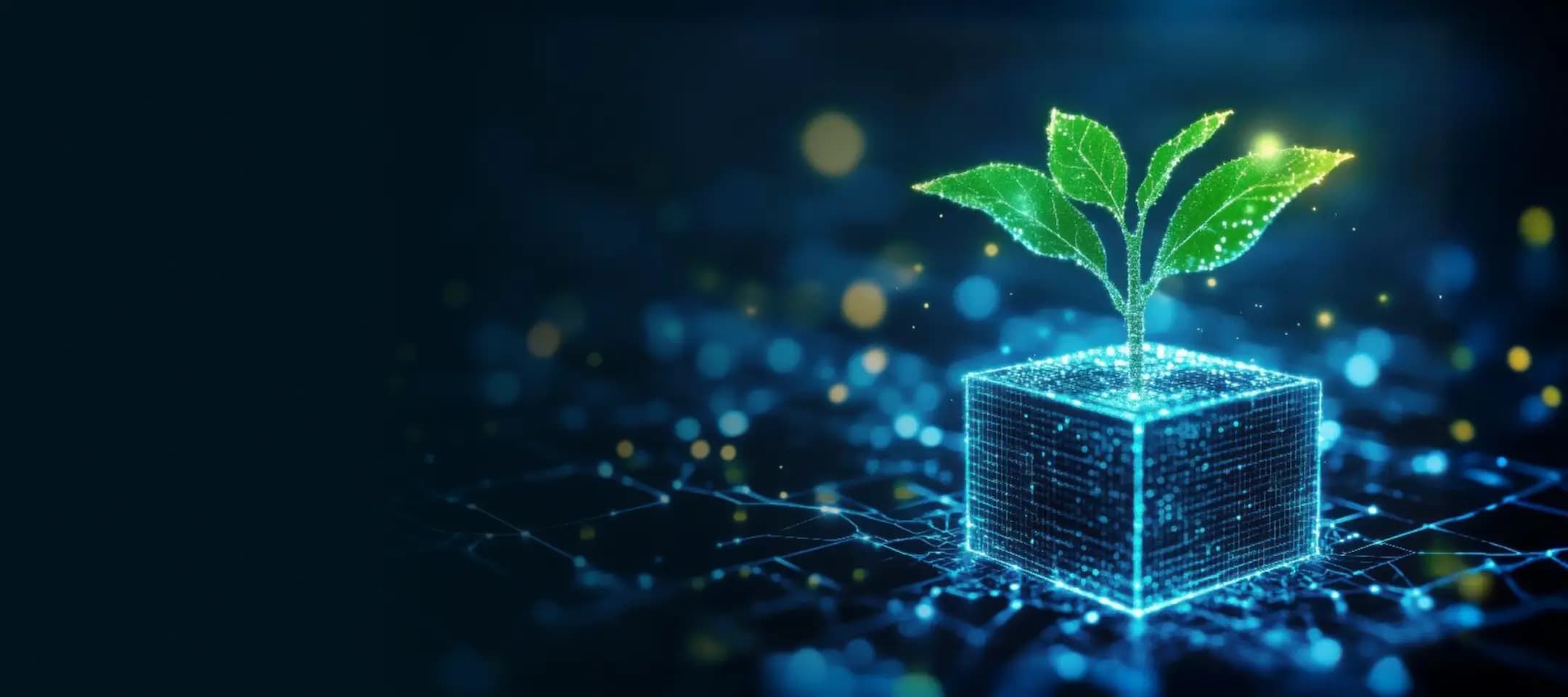 Broto crescendo de um bloco tecnológico — o futuro construído com a Equipe4Web